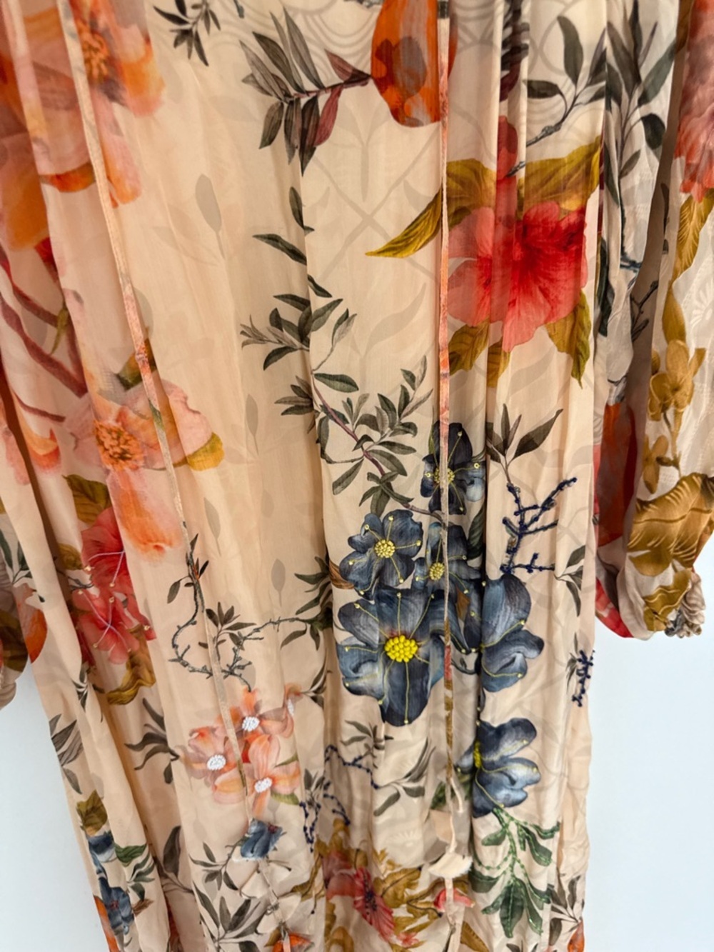 Anthropologie Siddhartha Bansal Dress Neck-Tie Sequin Maxi in Peach Floral - Picture 8 of 8